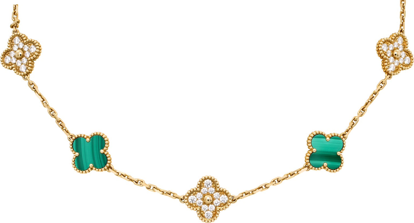 Van Cleef & Arpels Alhambra necklace with Malachite and diamonds