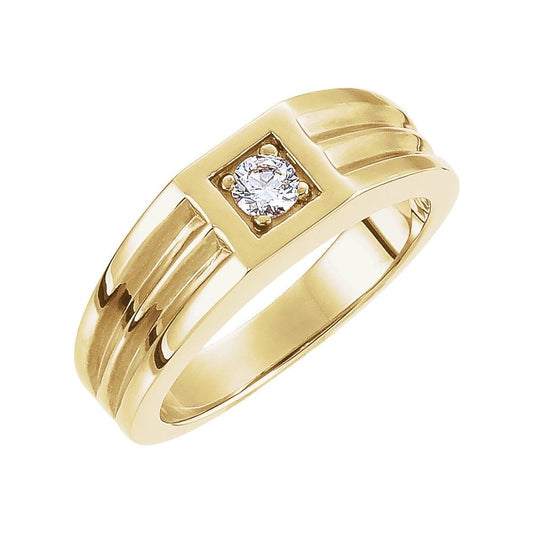 10K Gold 4.1 mm Round Men's Solitaire Ring