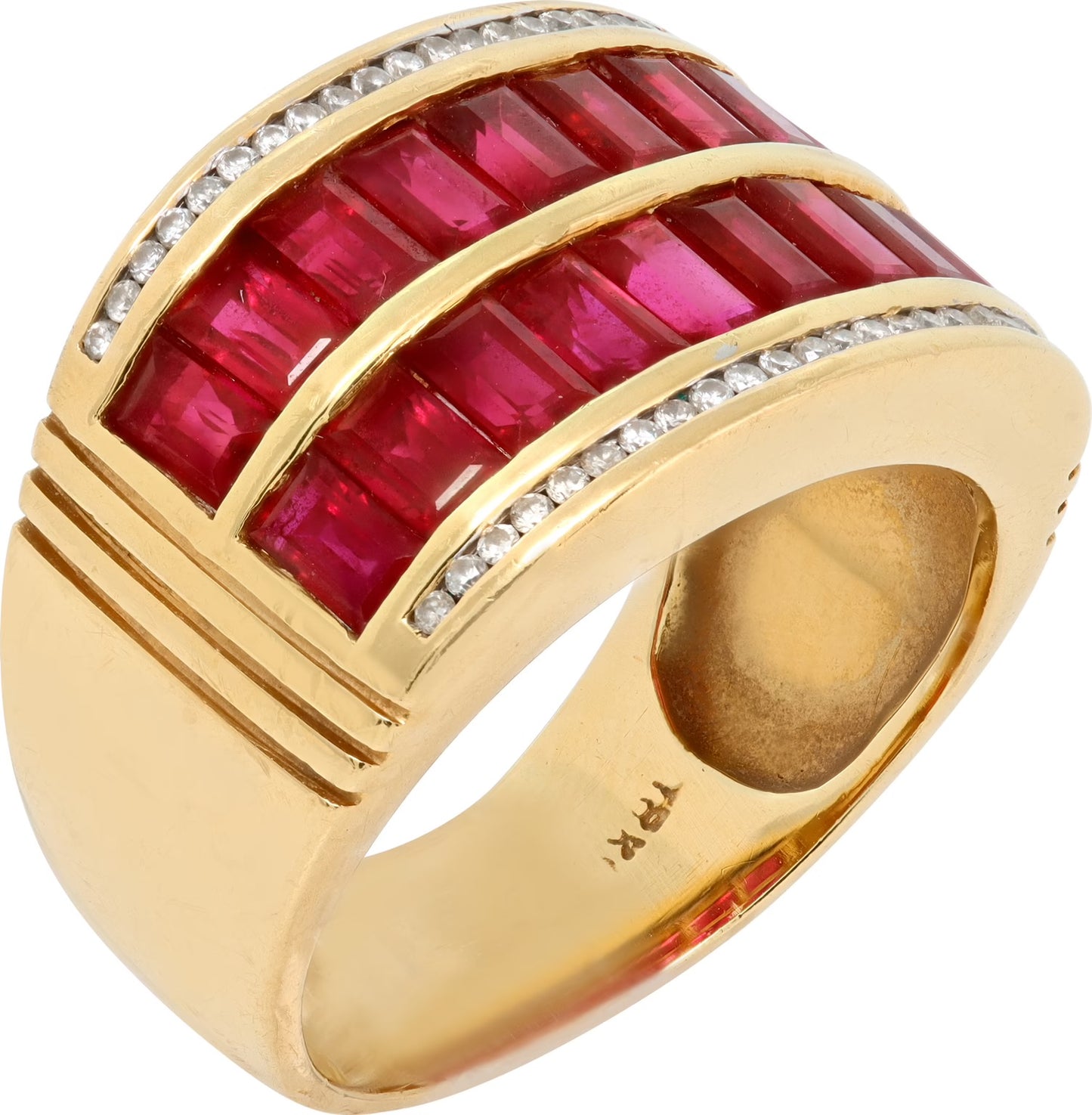 Ruby & Diamonds ring in 18K Yellow gold. approx. 2.00 carats rubies