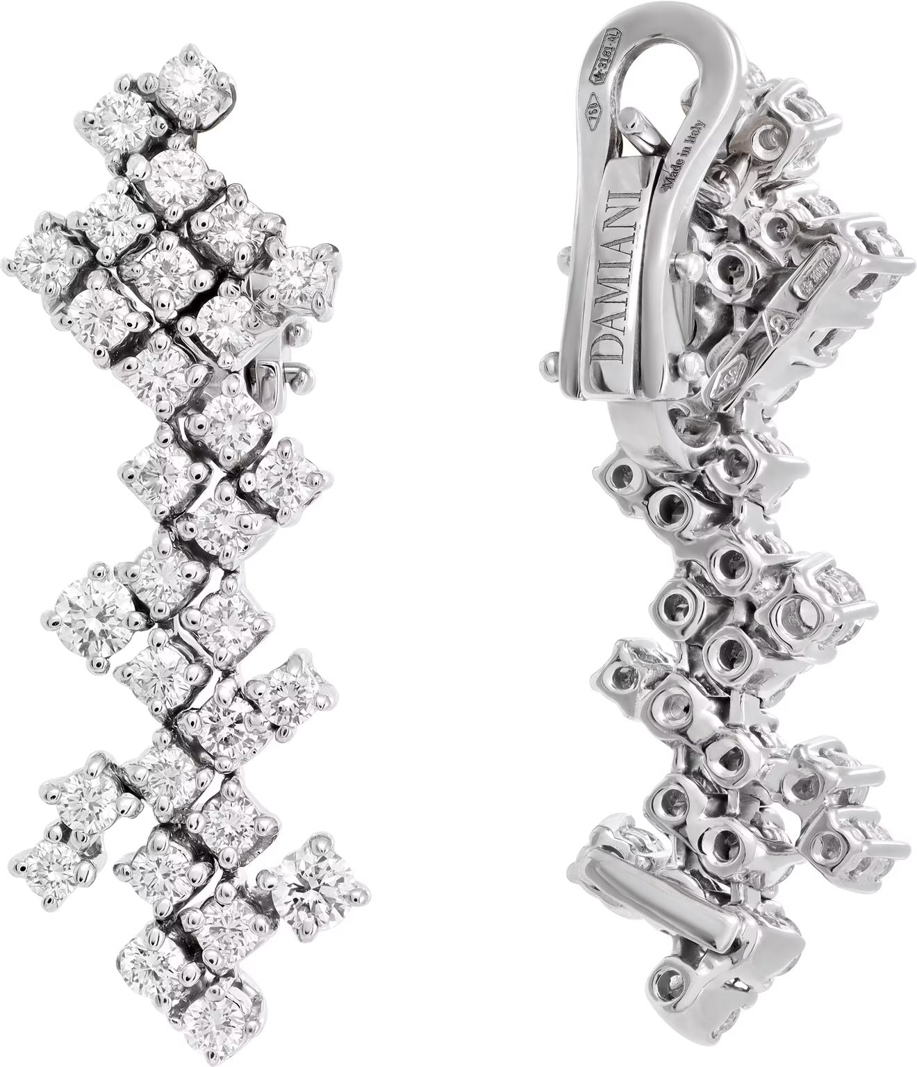 Damiani Zig-Zag Diamond Earrings in 18k white gold