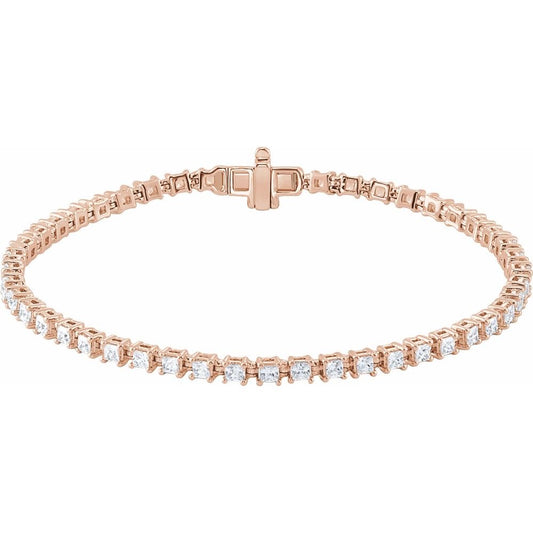 14K Rose Gold 2 1/2 CTW Lab-Grown Diamond 7" Line Bracelet