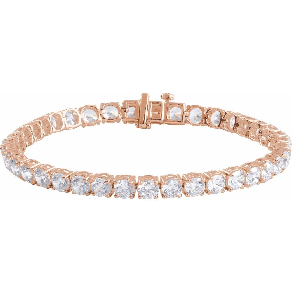 14K Rose Gold 12 CTW Lab-Grown SI1 Diamond Line 7" Bracelet