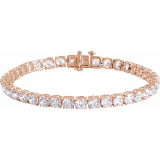 14K Rose Gold 12 CTW Lab-Grown SI1 Diamond Line 7" Bracelet