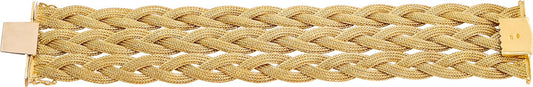 Wide Woven Hinged Bracelet In 14k Yellow Gold