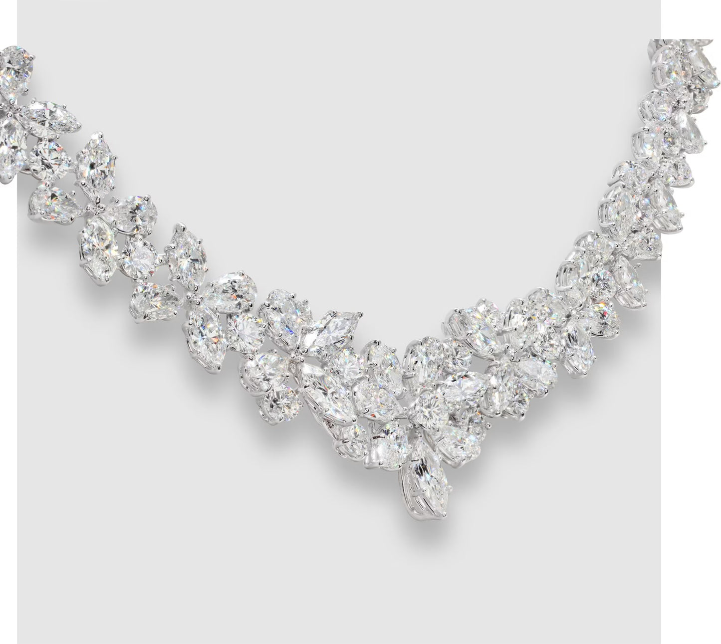 Diamond Necklace,total approx 50 Ct,18k.Marquise,Pear,Round Brilliant diamonds