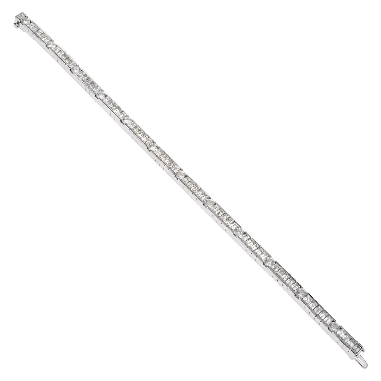Christopher designs, crisscut and round brilliant cut diamond bracelet in 18K white gold. Approx. total carat weight: 8.00 ct.