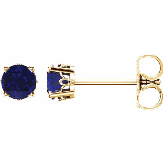 14K Gold Natural Amethyst 4-Prong Scroll Setting® Stud Earrings
