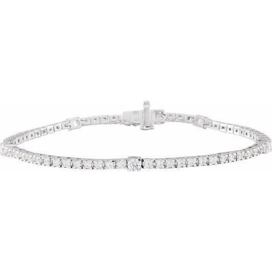 14K White Gold 1 3/4 CTW Lab-Grown SI1 Diamond 7" Line Bracelet