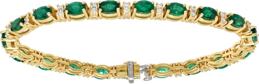 Emerald and Diamond bracelet in 14k yellow gold