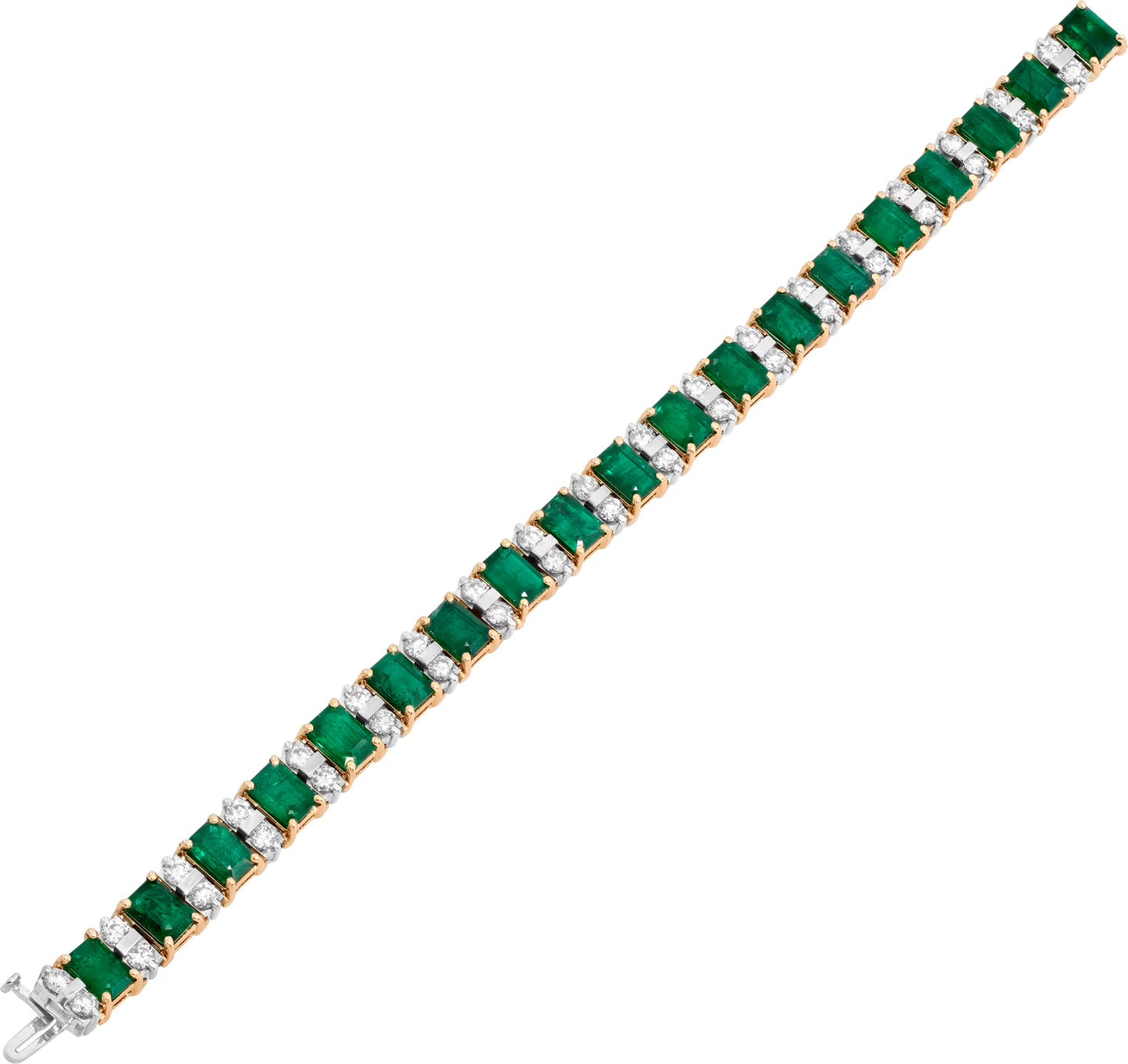 Emerald and Diamond bracelet in 14k white and yellow gold