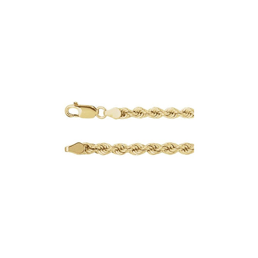 14K Gold 4 mm Rope 7" Chain