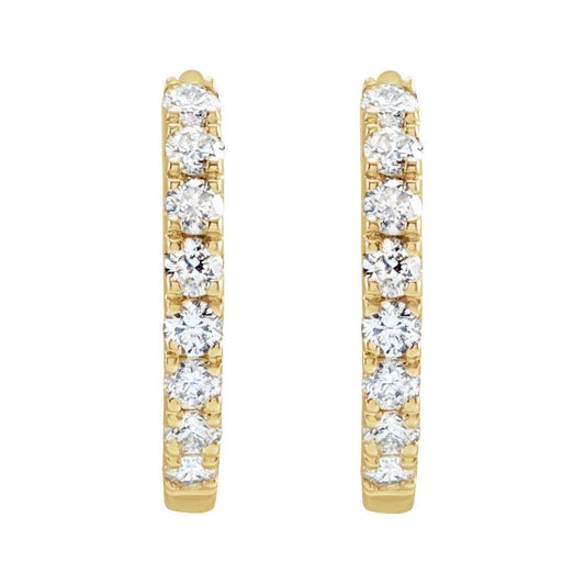 14K Gold 1/5 CTW Lab-Grown Diamond 12 mm Hoop Earrings