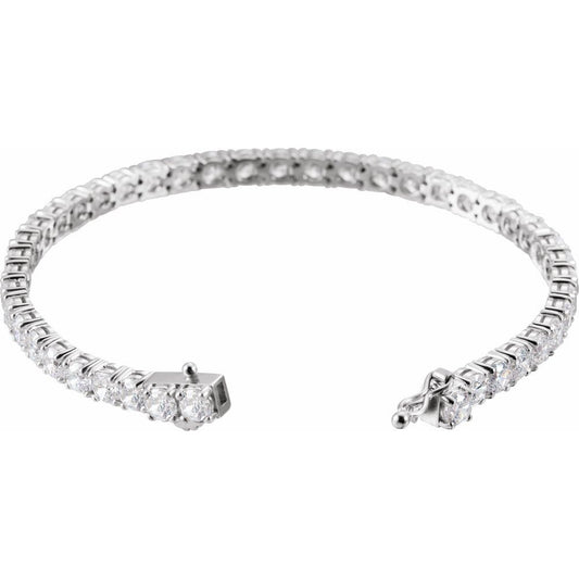 Sterling Silver Imitation White Cubic Zirconia Line 7" Bracelet