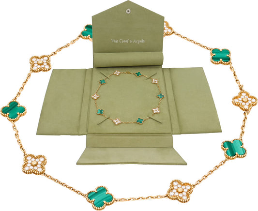 Van Cleef & Arpels Alhambra necklace with Malachite and diamonds