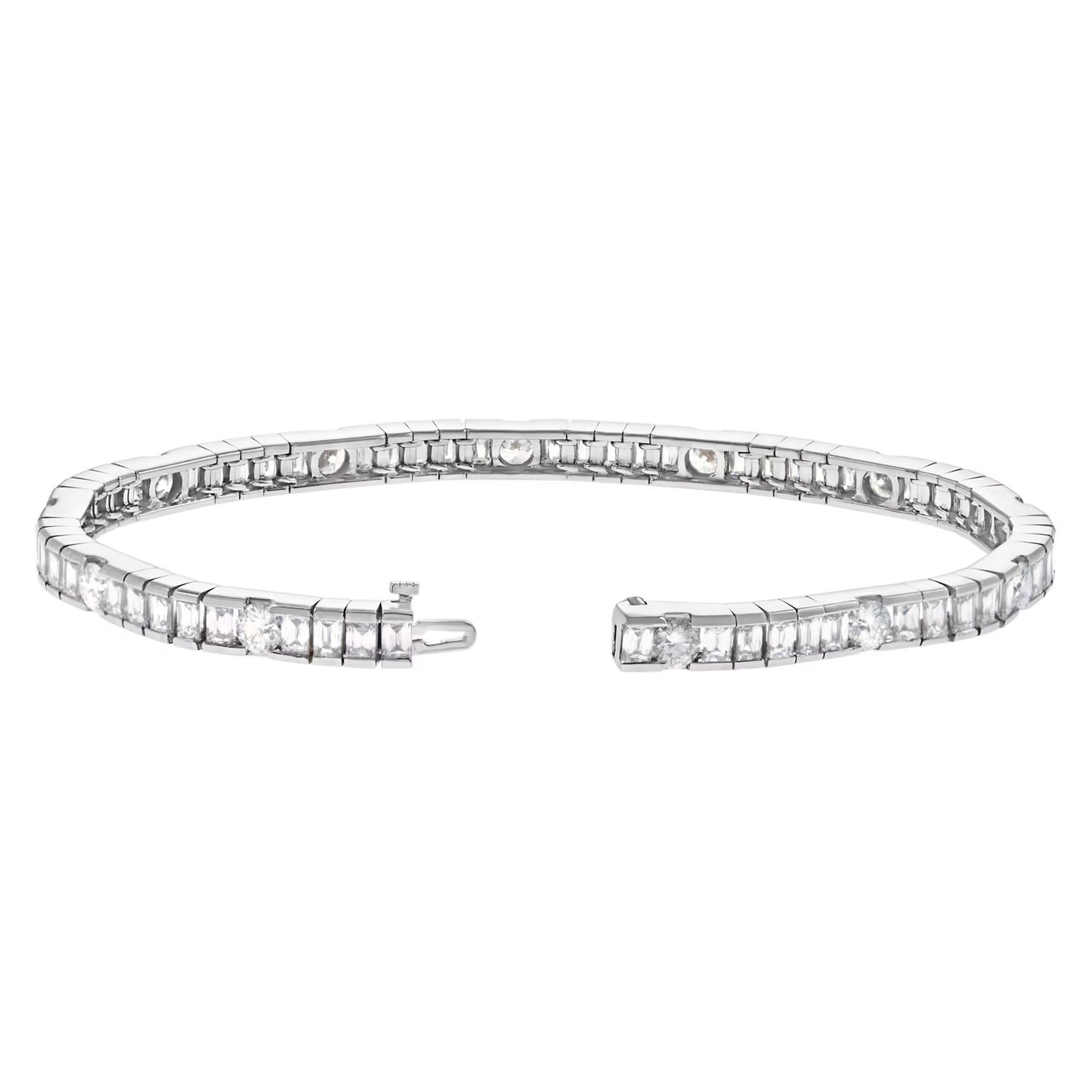 Christopher designs, crisscut and round brilliant cut diamond bracelet in 18K white gold. Approx. total carat weight: 8.00 ct.