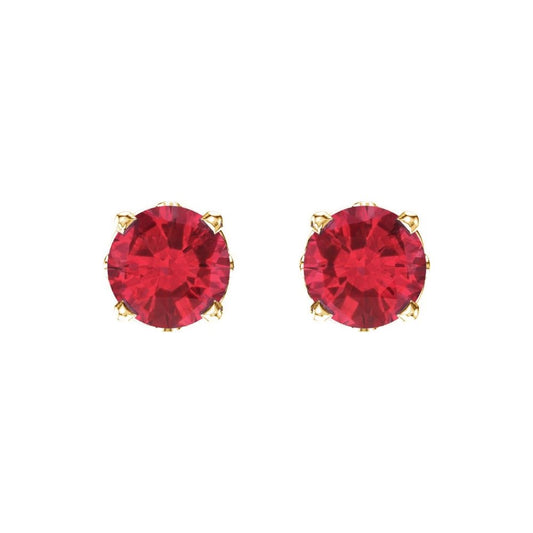 14K Gold Lab-Grown Ruby 4-Prong Scroll Setting® Stud Earrings