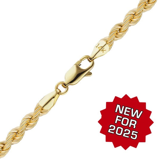 Handmade 14k Gold Semi-Solid Rope Chain