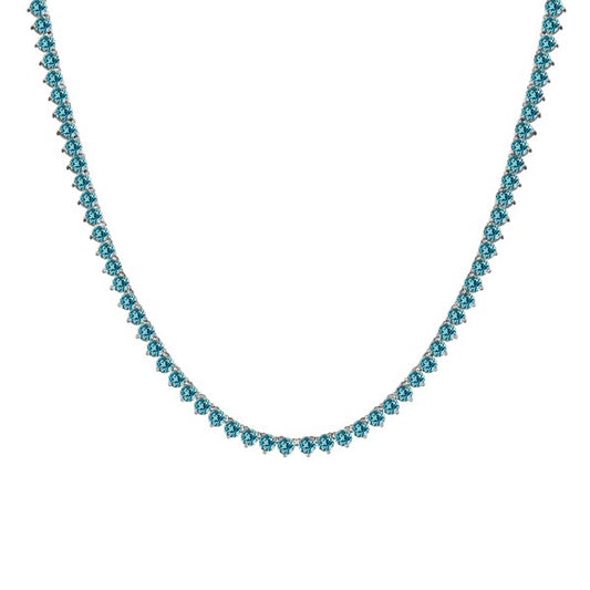 Handmade 14k AAA Aquamarine Tennis Necklace (1.75mm-4.0mm)