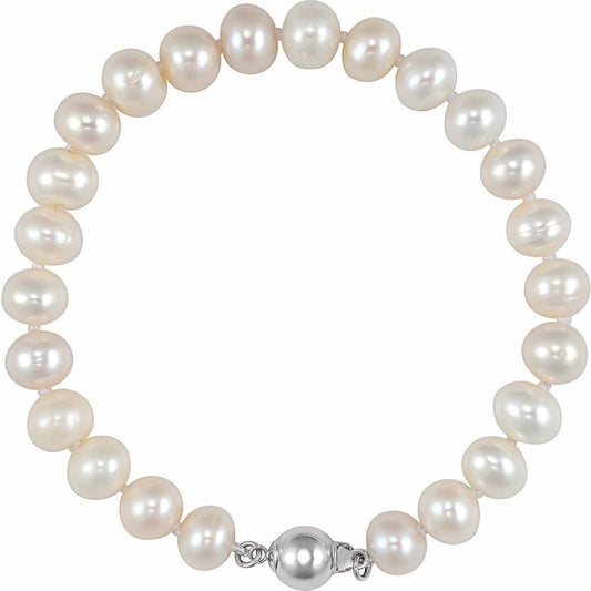 Cultured Freshwater Pearls With Sterling Silver 7 3/4”