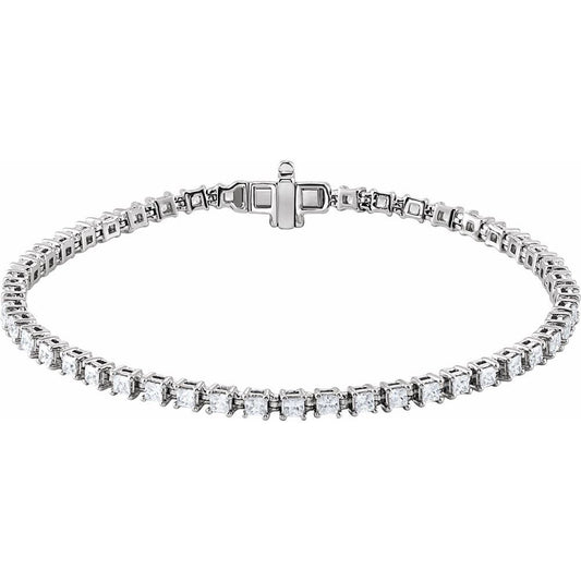 14K White Gold 3 1/2 CTW Lab-Grown SI1 Diamond Line 7 1/4" Bracelet