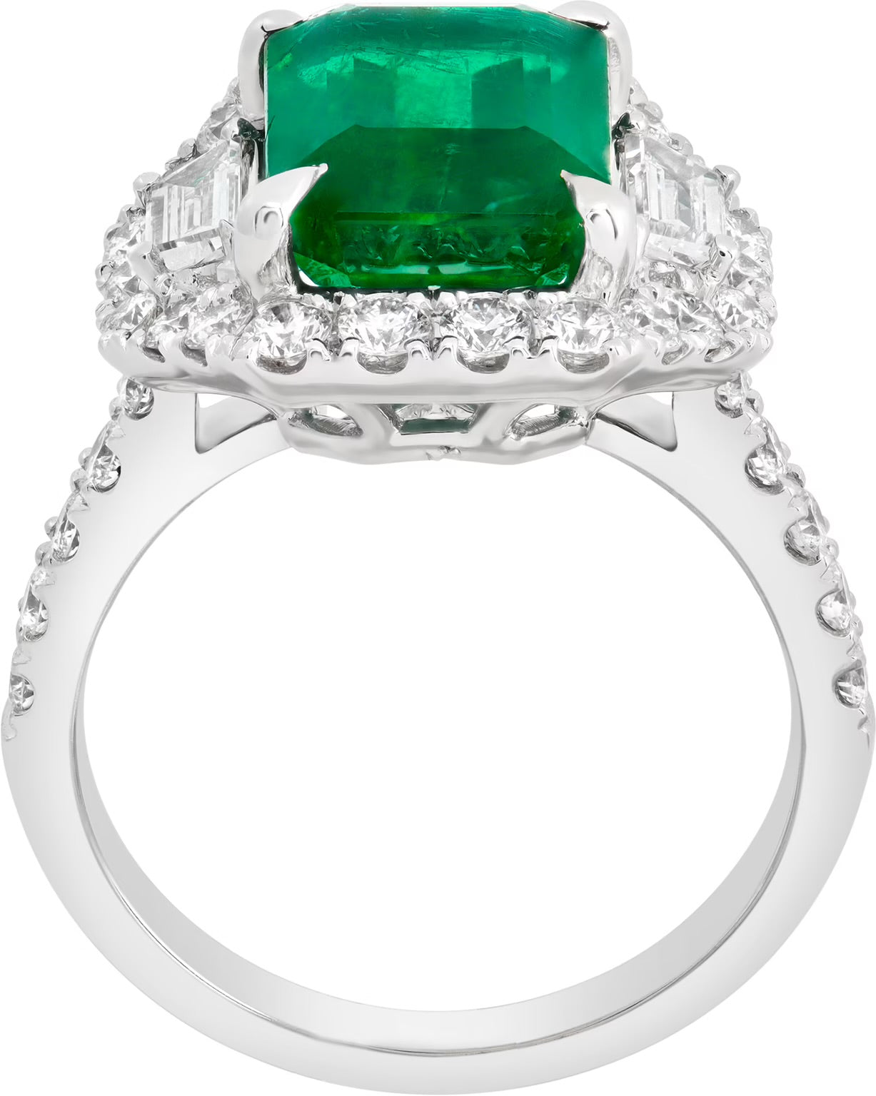 3.90 Carat Emerald & VS diamond ring in 18k white gold