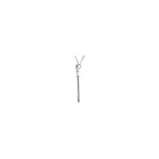 Sterling Silver 1/10 CTW Natural Diamond Crown Key 18" Necklace
