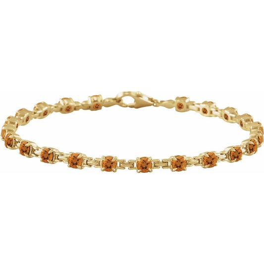 14K Gold Natural Citrine 7 1/4" Line Bracelet