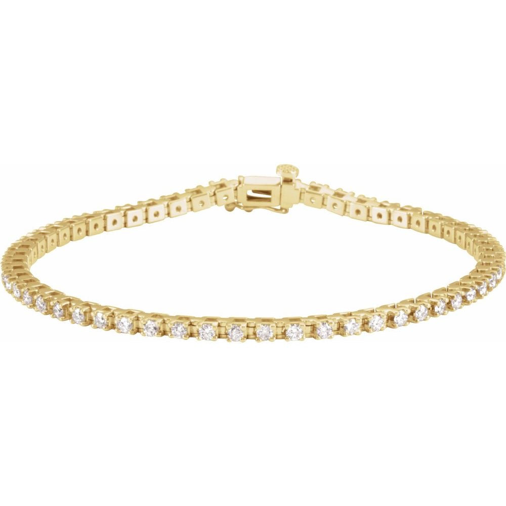 18K Gold 2 1/4 CTW Natural Diamond Line 7 1/4" Bracelet