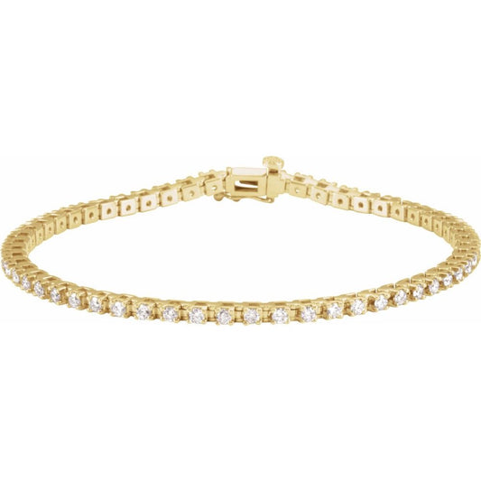 18K Gold 2 1/4 CTW Natural Diamond Line 7 1/4" Bracelet