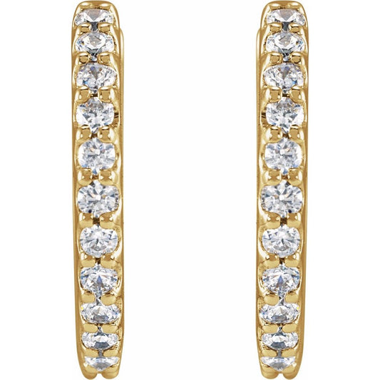 14K Gold 1/2 CTW Lab-Grown Diamond 13.64 mm Hoop Earrings