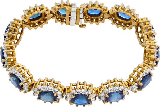 Diamond and sapphire bracelet in 14k yellow gold