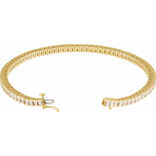 14K Gold 3 9/10 CTW Natural Diamond Line 7 1/4" Bracelet