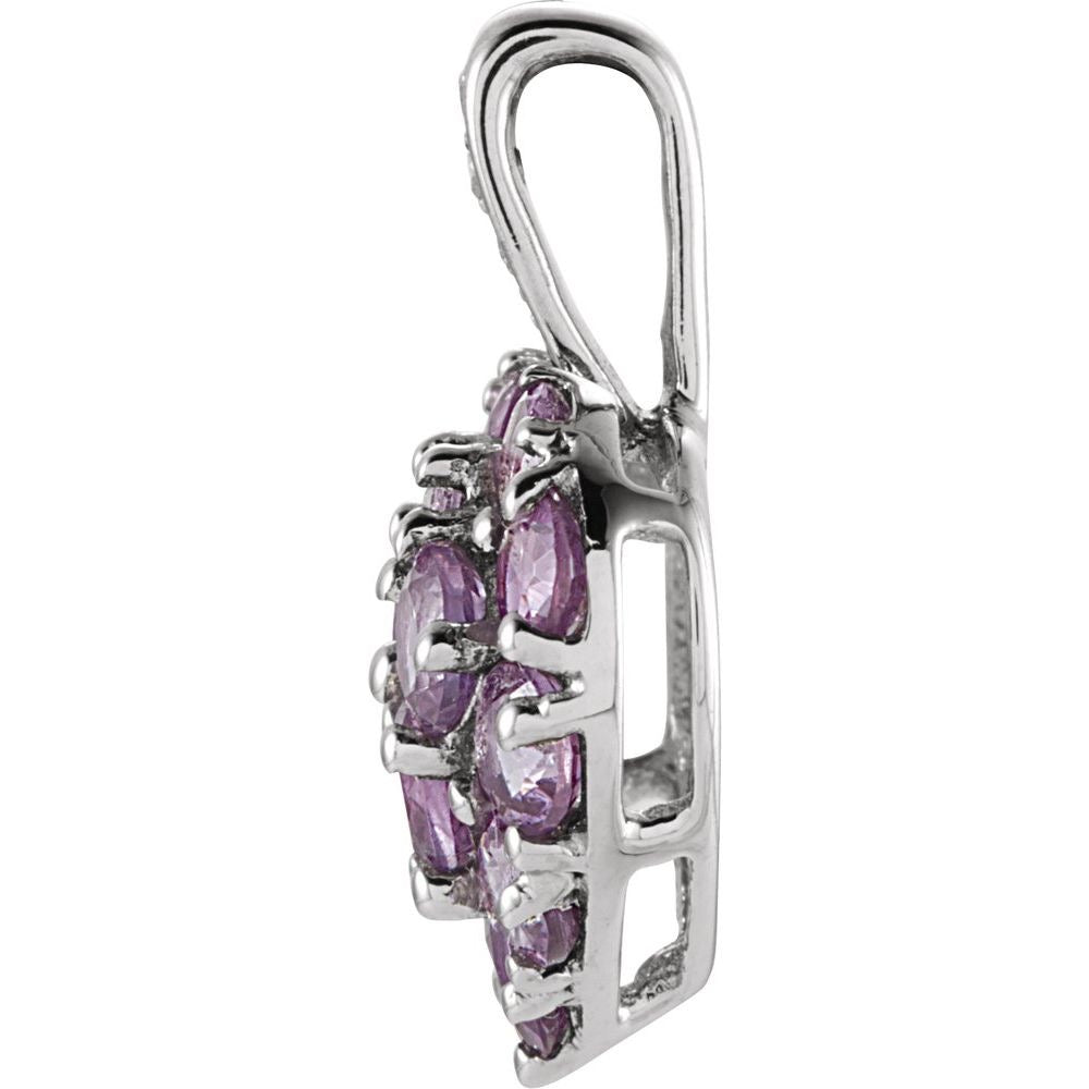 14K White Gold Natural Amethyst & .01 CTW Natural Diamond Heart Pendant