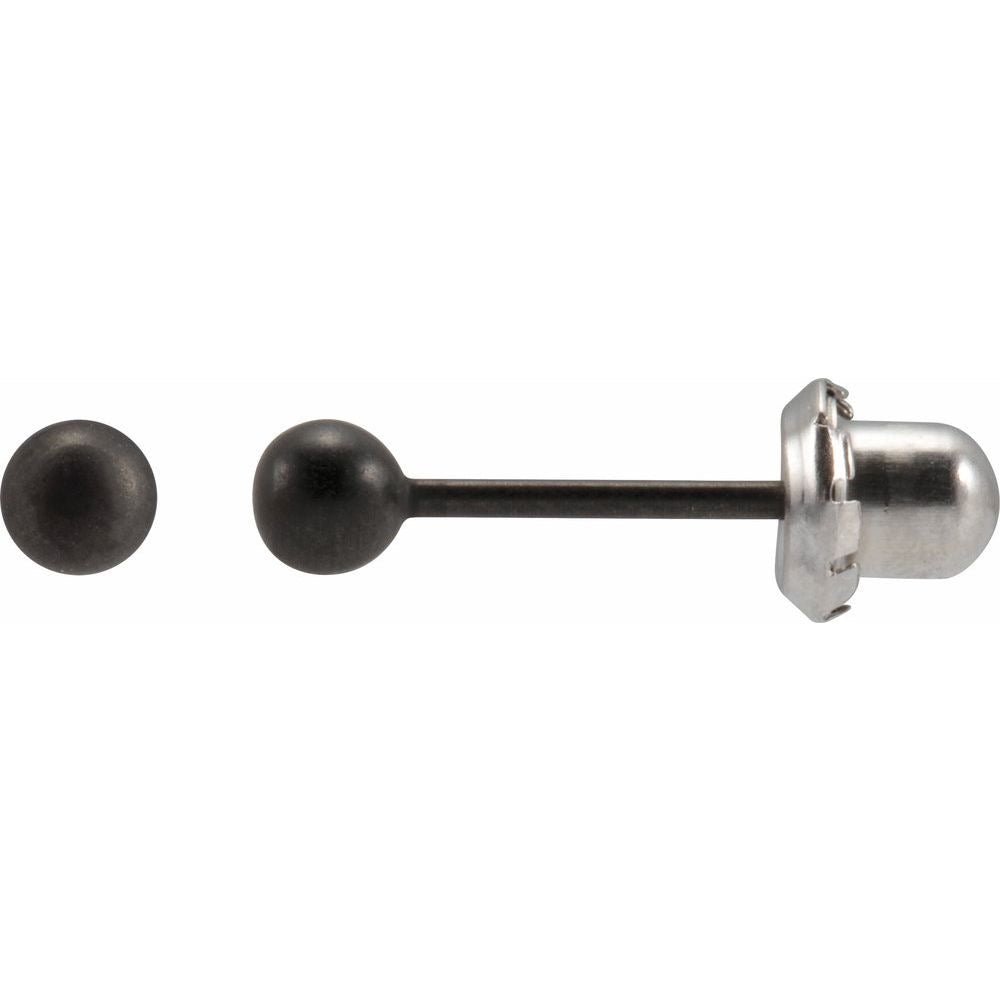 Stainless Steel Black Oxidized 3 mm Ball Stud Piercing Earrings