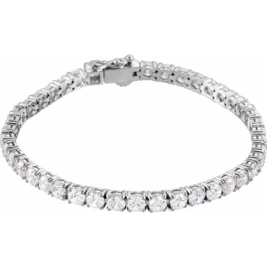 Sterling Silver Imitation White Cubic Zirconia Line 7" Bracelet