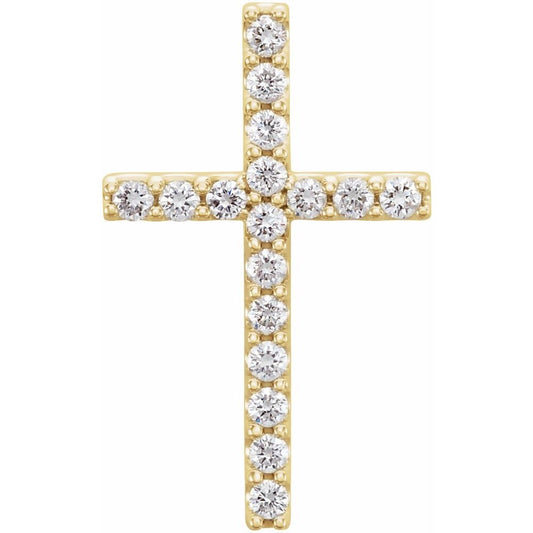 14K Gold 1/4 CTW Natural I1 Diamond Petite Cross Pendant