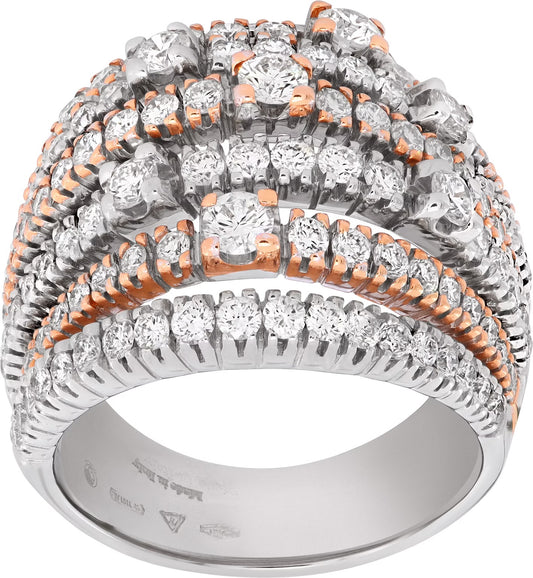Damiani two-tone diamond ring in 18k rose and white gold