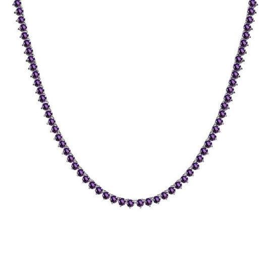 Handmade AAA Amethyst In 14k Gold Tennis Necklace (1.75mm-4mm)
