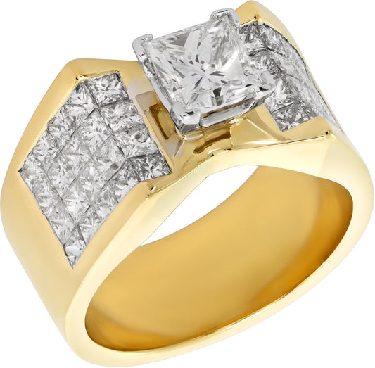 GIA certified 1.5 carat princess cut diamond (K color, VS2 clarity) ring