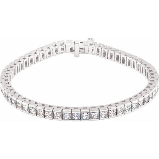 18K White Gold 9 1/3 CTW Natural SI1 Diamond Line 7" Bracelet