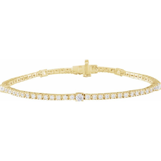 14K Gold 1 3/4 CTW Lab-Grown Diamond 7" Line Bracelet