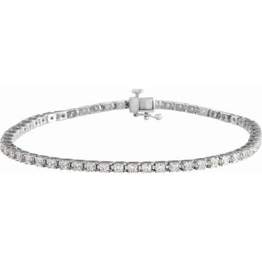 14K White Gold 3 CTW Lab-Grown Diamond Line 7 1/4" Bracelet