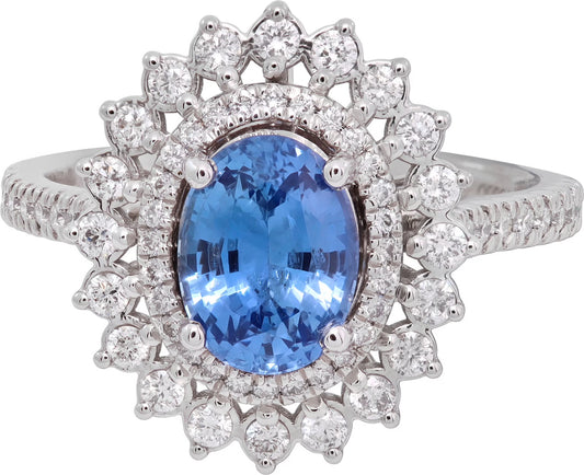 Oval cut sapphire & diamond ring in platinum Size 7