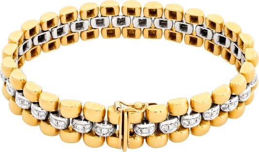 Diamonds line bracelet in 18K white and yellow gold.