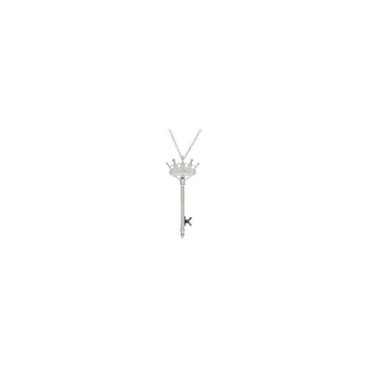 Sterling Silver 1/10 CTW Natural Diamond Crown Key 18" Necklace