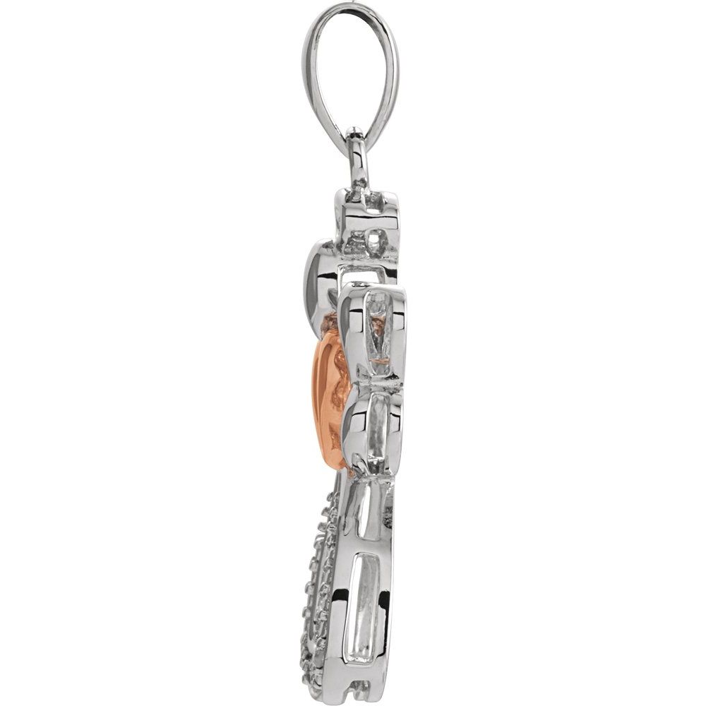 Sterling Silver & 14K Rose Gold Vermeil .006 CTW Natural Diamond Angel Pendant