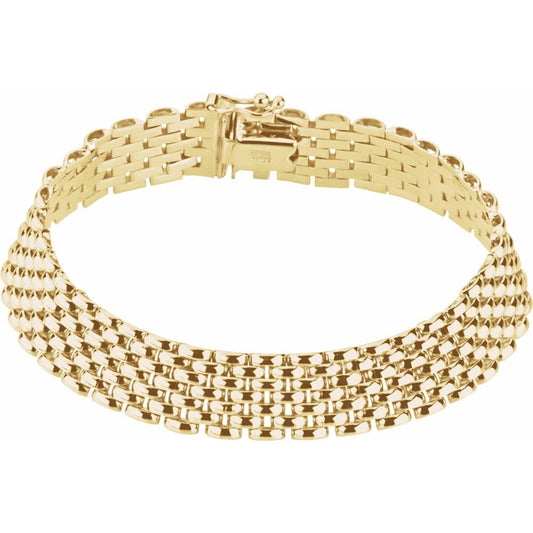14K Gold 10.25 mm Panther 7" Bracelet
