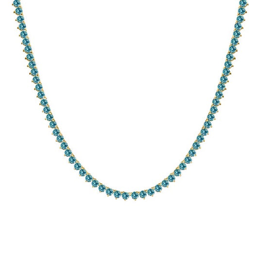 Handmade 14k AAA Aquamarine Tennis Necklace (1.75mm-4.0mm)