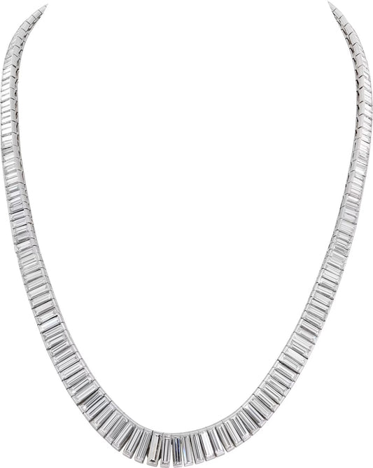 Diamond necklace in platinum approx. 20 carats in F-G color, VVS-VS clarity