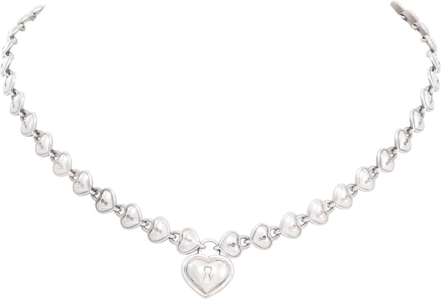 Tiffany & Co. heart link necklace with heart lock pendant in sterling silver